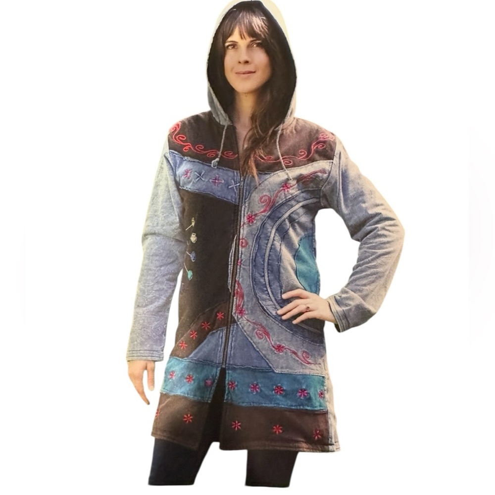 L/XL.  NWT.   Threads Multicolor Embroidered Utility Jacket.  225914. BL/RD04 - Picture 3 of 3